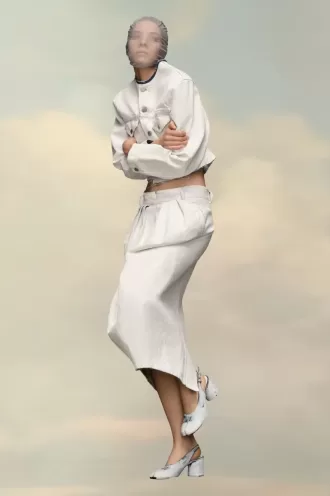 Denim samlet nederdel