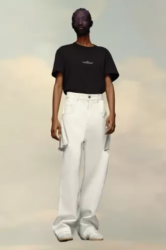 Denimjeans med skrådetaljer